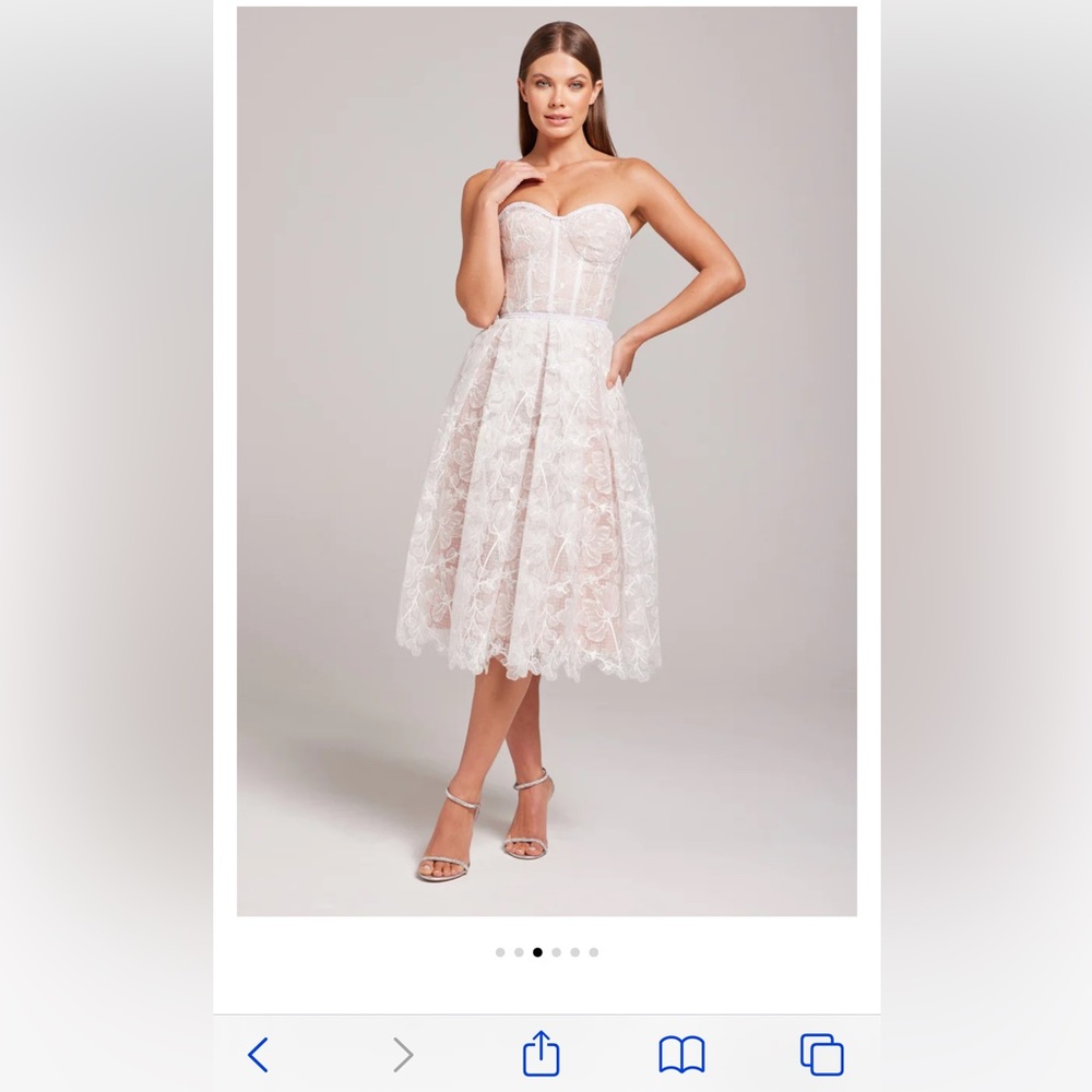 NADINE MERABI Pink Lace Midi Dress
